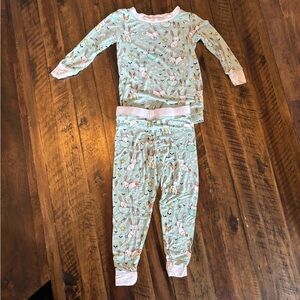 Little Sleepies Bunny Print Pajama Set - Light Blue